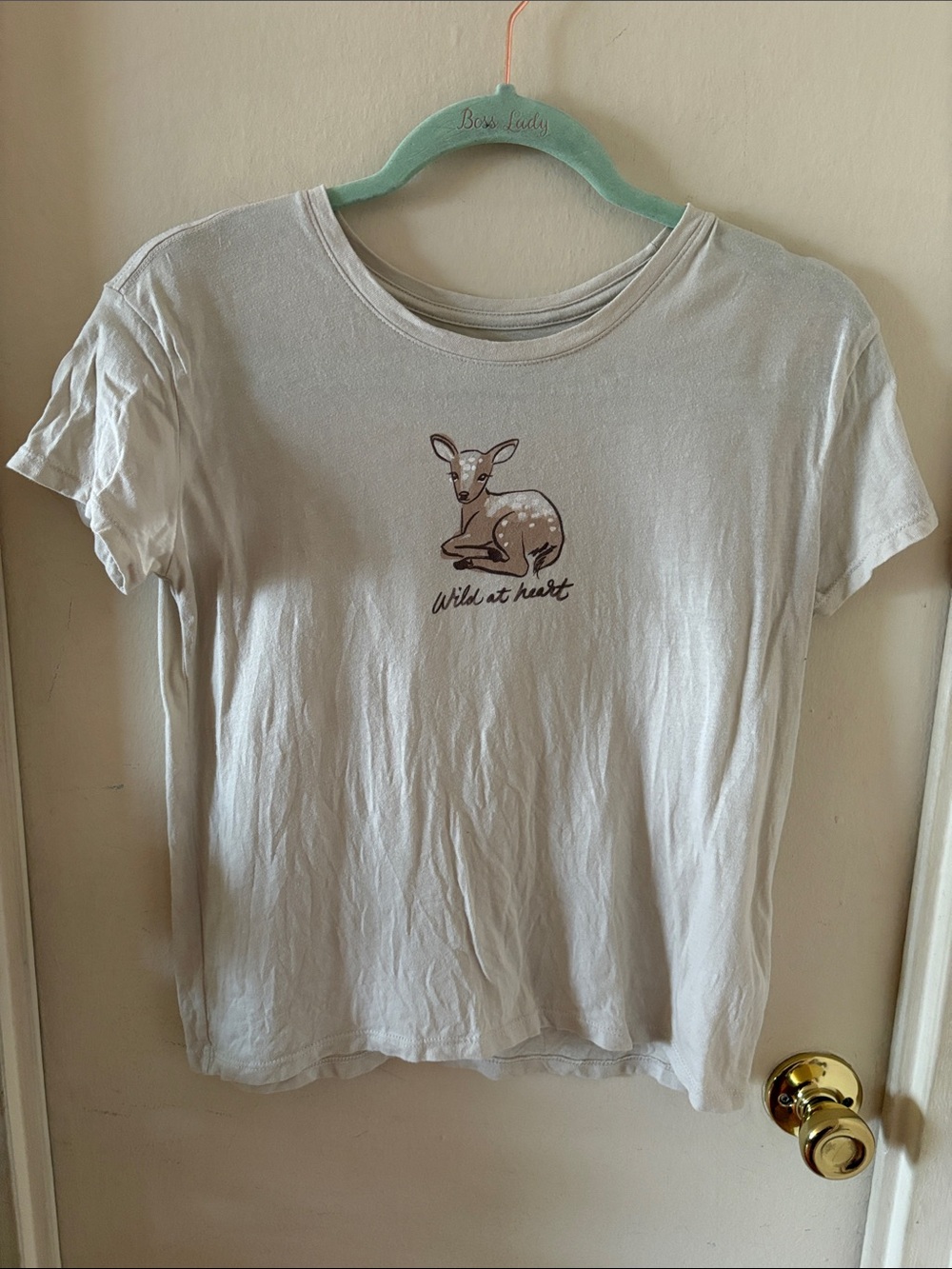 Old Navy Kids Baby Deer Print “Wild at Heart” Light Grey Graphic T-shirt
